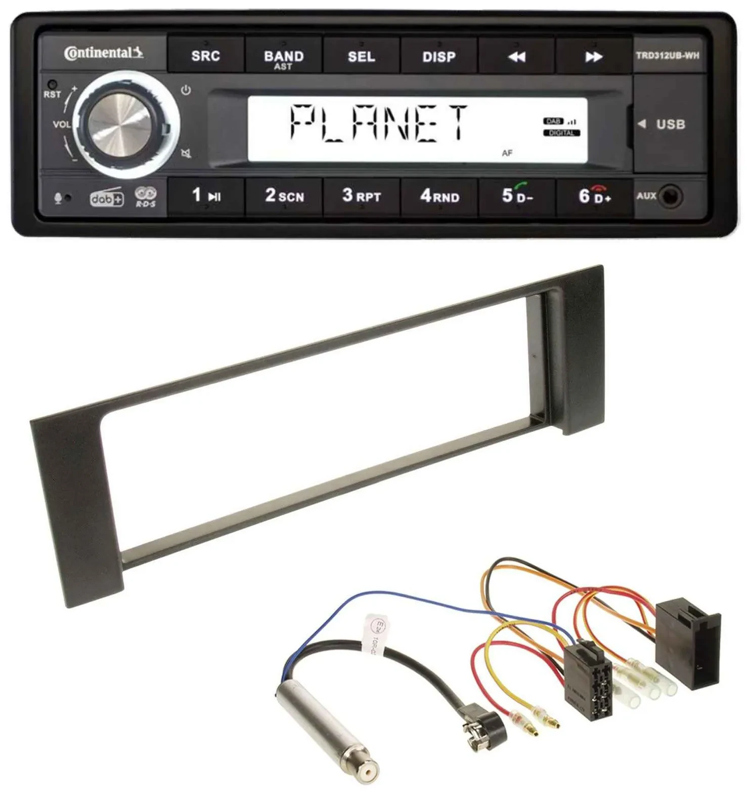 Continental USB 1DIN AUX DAB MP3 Autoradio für Audi A4 (B6, 00-04) - ISO