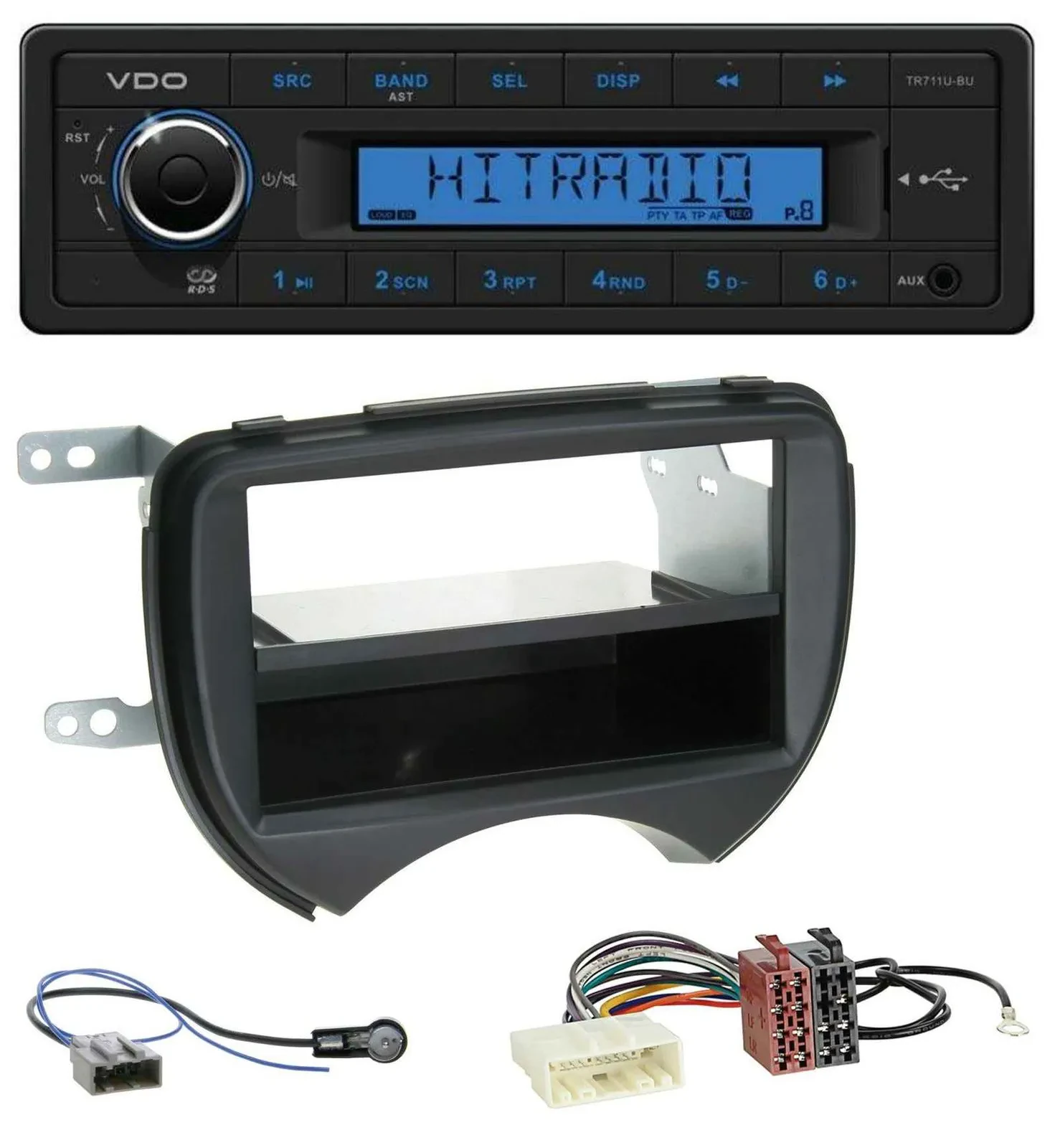 Автомагнитола для Nissan Micra K13 (2010–2013) VDO 1DIN, MP3, USB, AUX, чёрная
