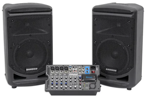 Samson Expedition XP800 800w Portable 8" PA DJ Speaker System+8-ch Powered Mixer