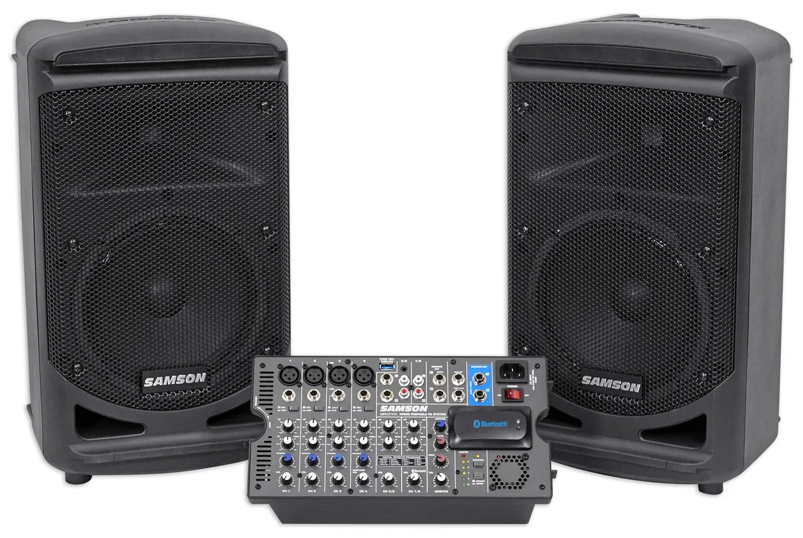 Samson Expedition XP800 800w Portable 8" PA DJ Speaker System+8-ch Powered Mixer
