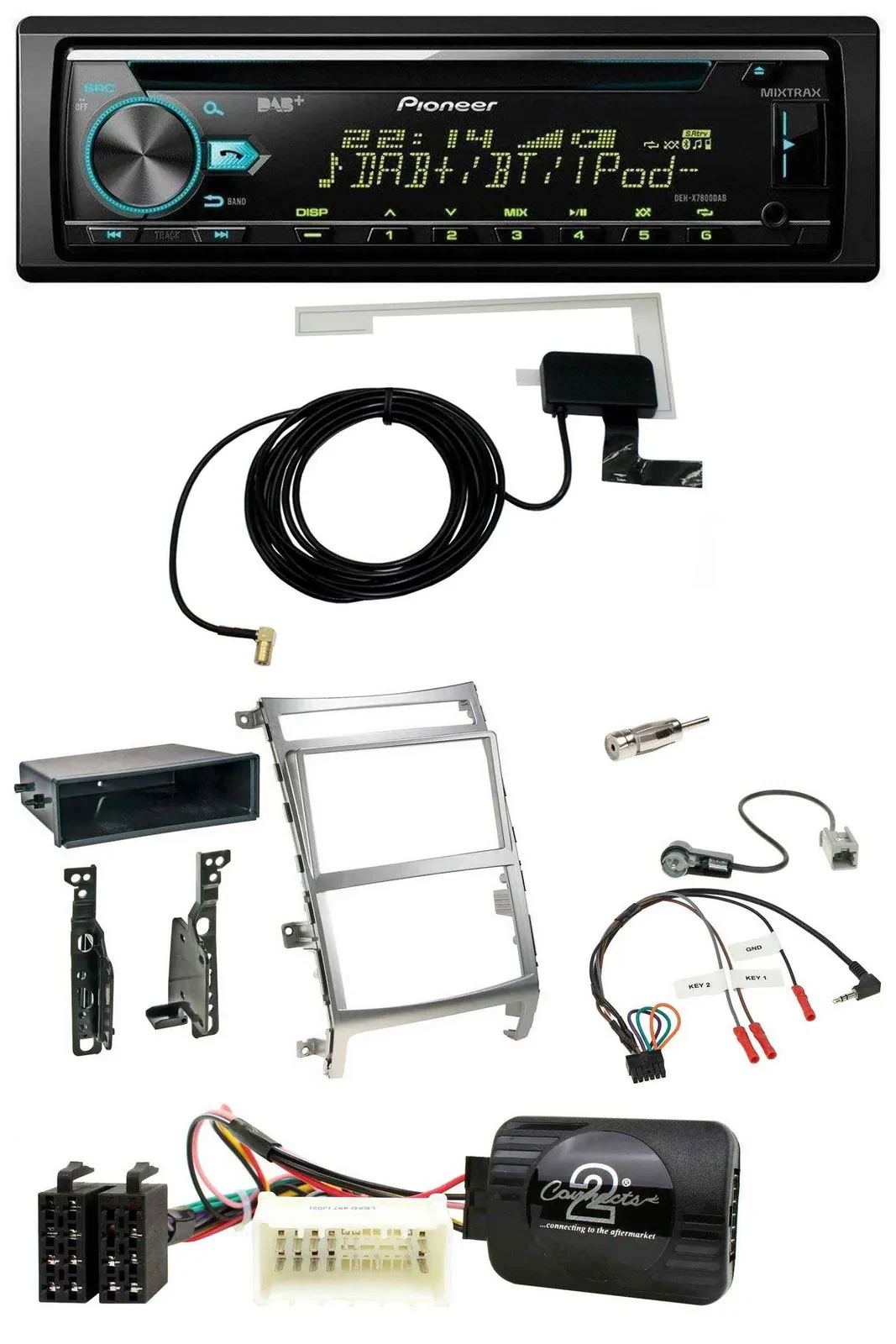 Автомагнитола для Hyundai IX55 (2009–2012) Pioneer CD/USB/DAB, поддержка MP3, управление с руля, серебристый