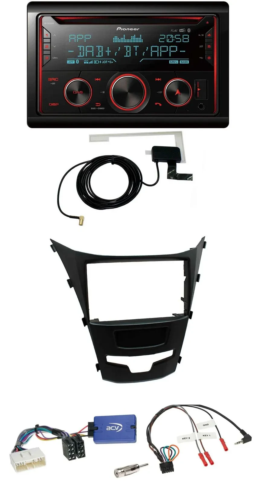 Pioneer 2DIN Lenkrad DAB USB CD Bluetooth Autoradio für SSangYong Korando ab 13