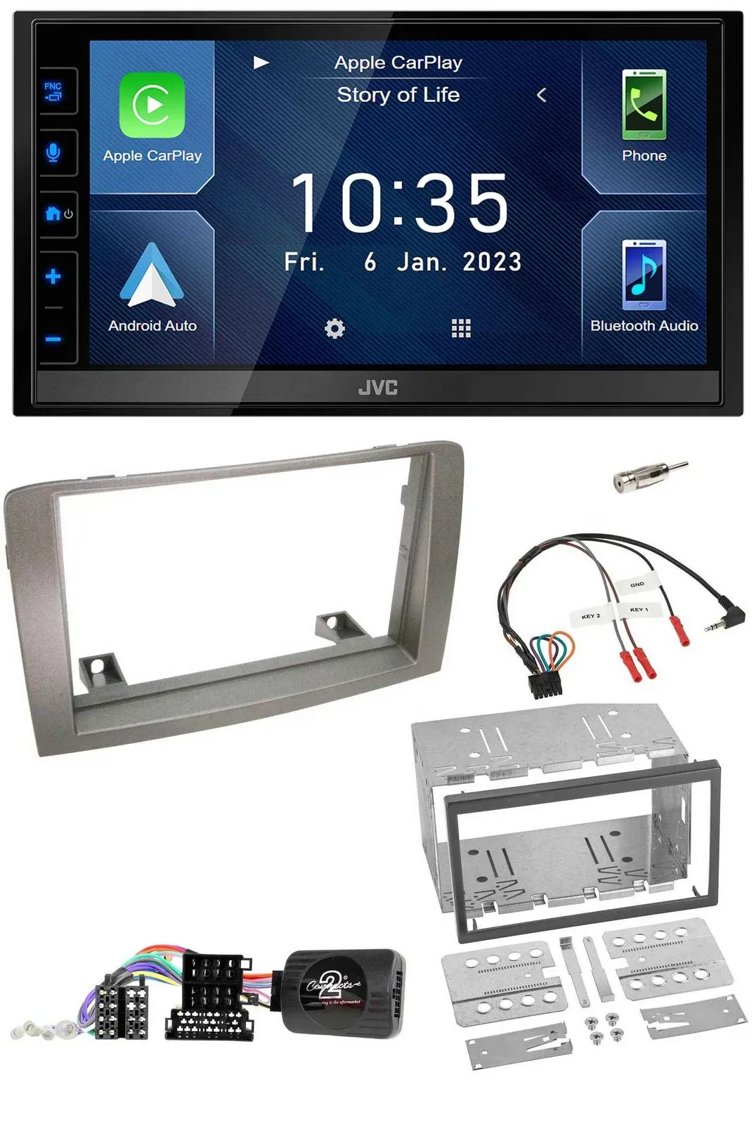 JVC DAB Bluetooth Lenkrad USB 2DIN Autoradio für Lancia Musa 2004-2012