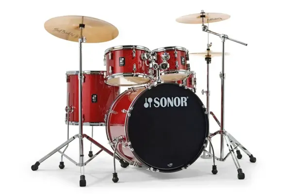 Sonor AQX STAGE Drum Set w/Hardware and Sabian Cymbals, Red Moon Sparkle