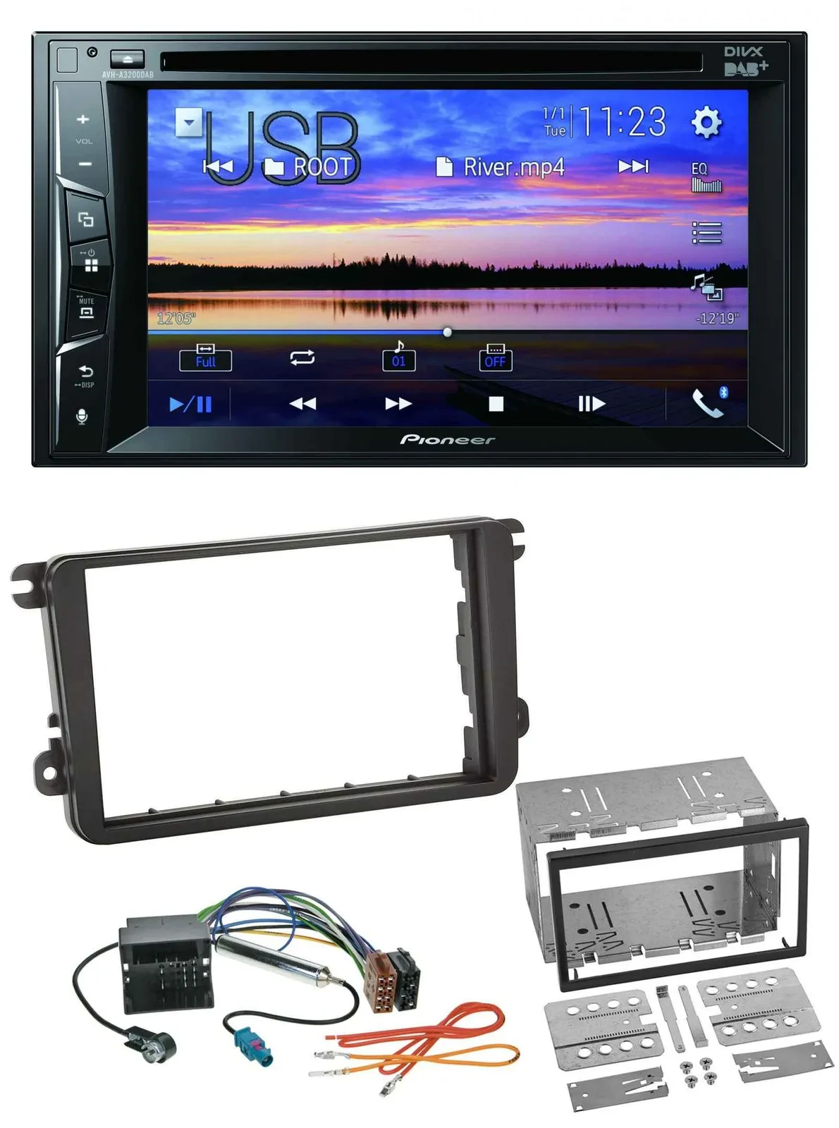 Автомагнитола для Seat Alhambra/Leon/Toledo Pioneer 2DIN, Bluetooth, USB, DVD, DAB, MP3