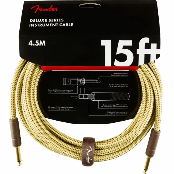 Инструментальный кабель Fender Deluxe Series Instrument Cable 15 Feet Straight Tweed