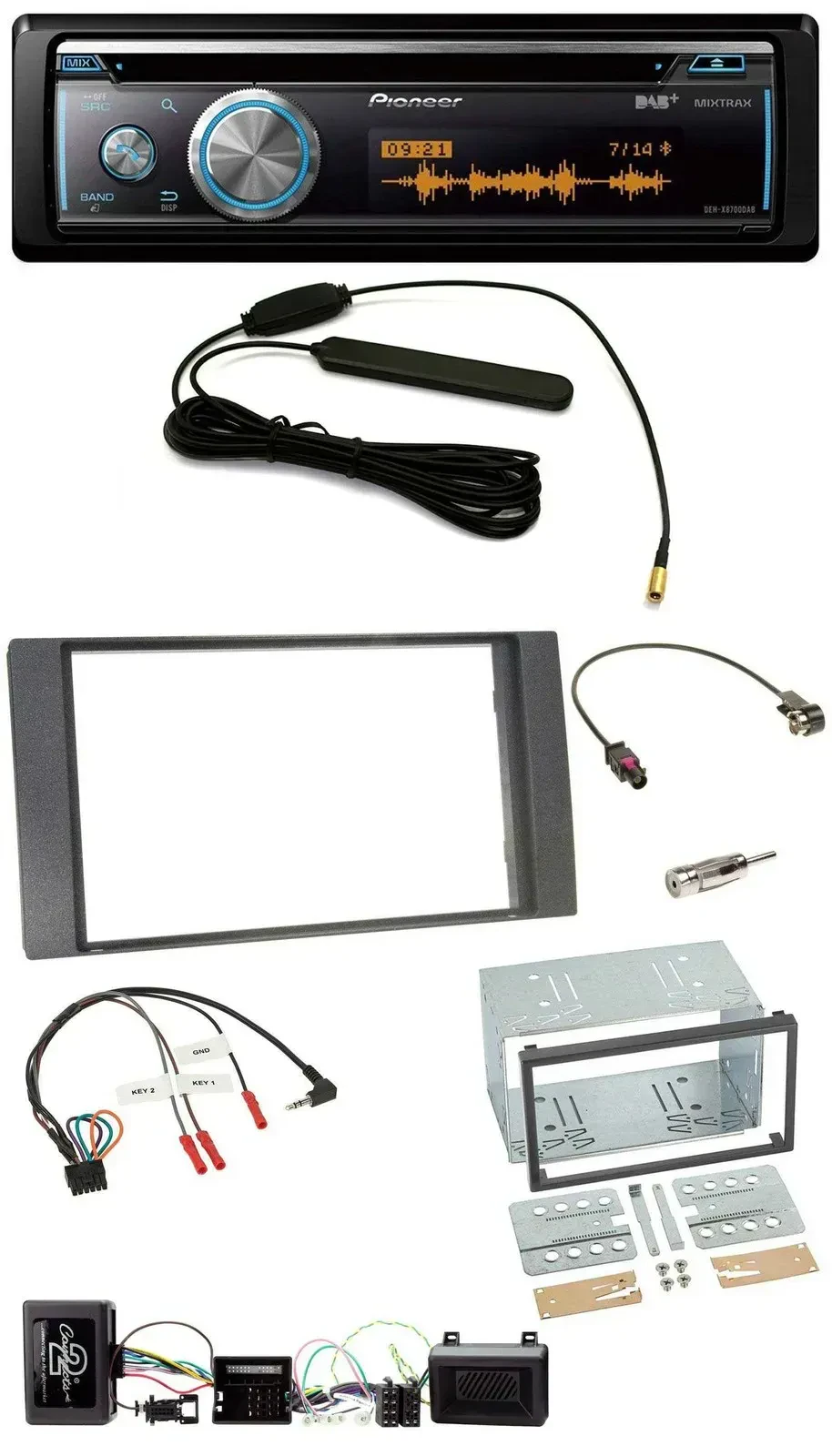 Автомагнитола Pioneer CD/USB/Bluetooth/DAB для Ford Kuga (2008–2012), антрацит