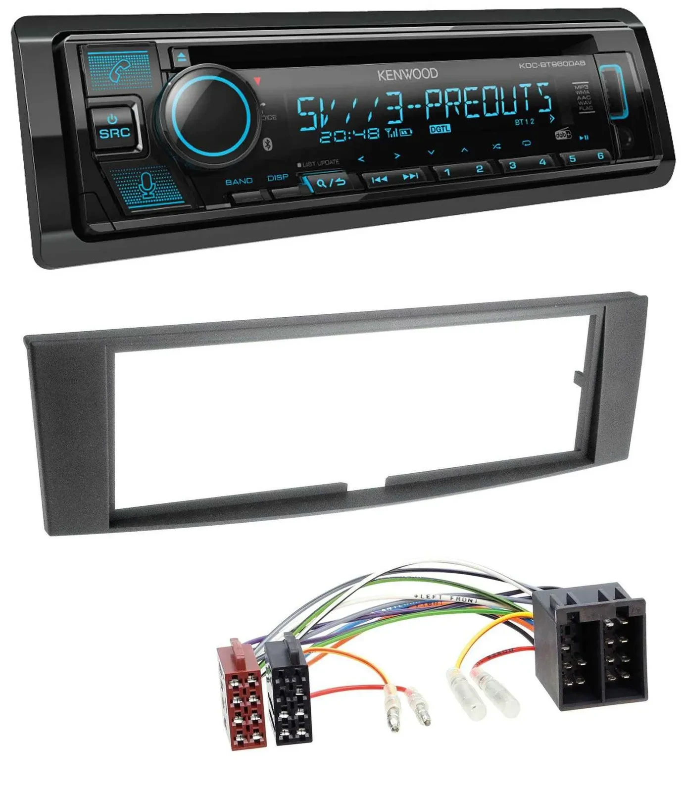 Kenwood Bluetooth USB CD MP3 DAB Autoradio für Renault Laguna II (2005-2008)