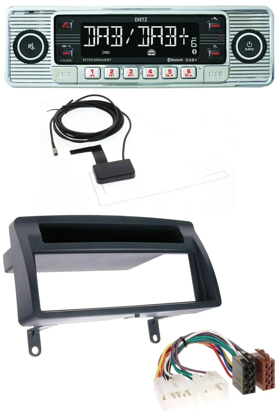 Dietz Bluetooth USB MP3 DAB Autoradio für Toyota Corolla E12 2003-2008 dunkelgra