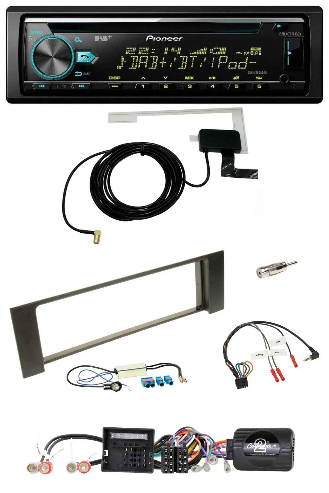 Pioneer MP3 Lenkrad CD USB DAB Autoradio für Audi A4 B6 00-04 Quadlock Doppel Fa