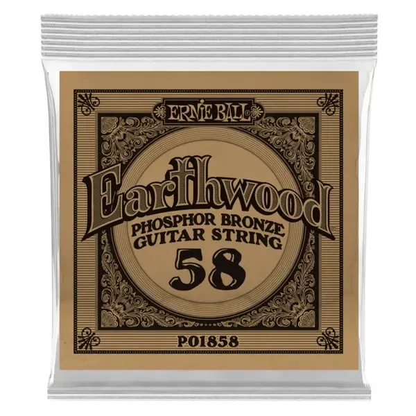 Струна для акустической гитары Ernie Ball P01858 Earthwood, фосфорная бронза, калибр 58