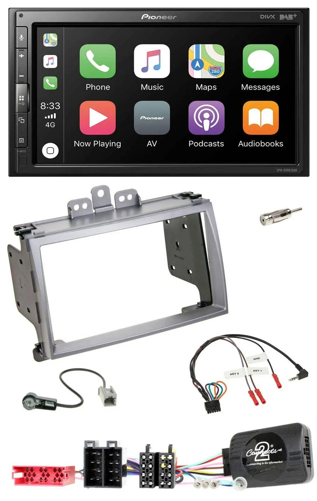 Pioneer USB Lenkrad DAB 2DIN Bluetooth Autoradio für Hyundai i20 2009-2012 silbe