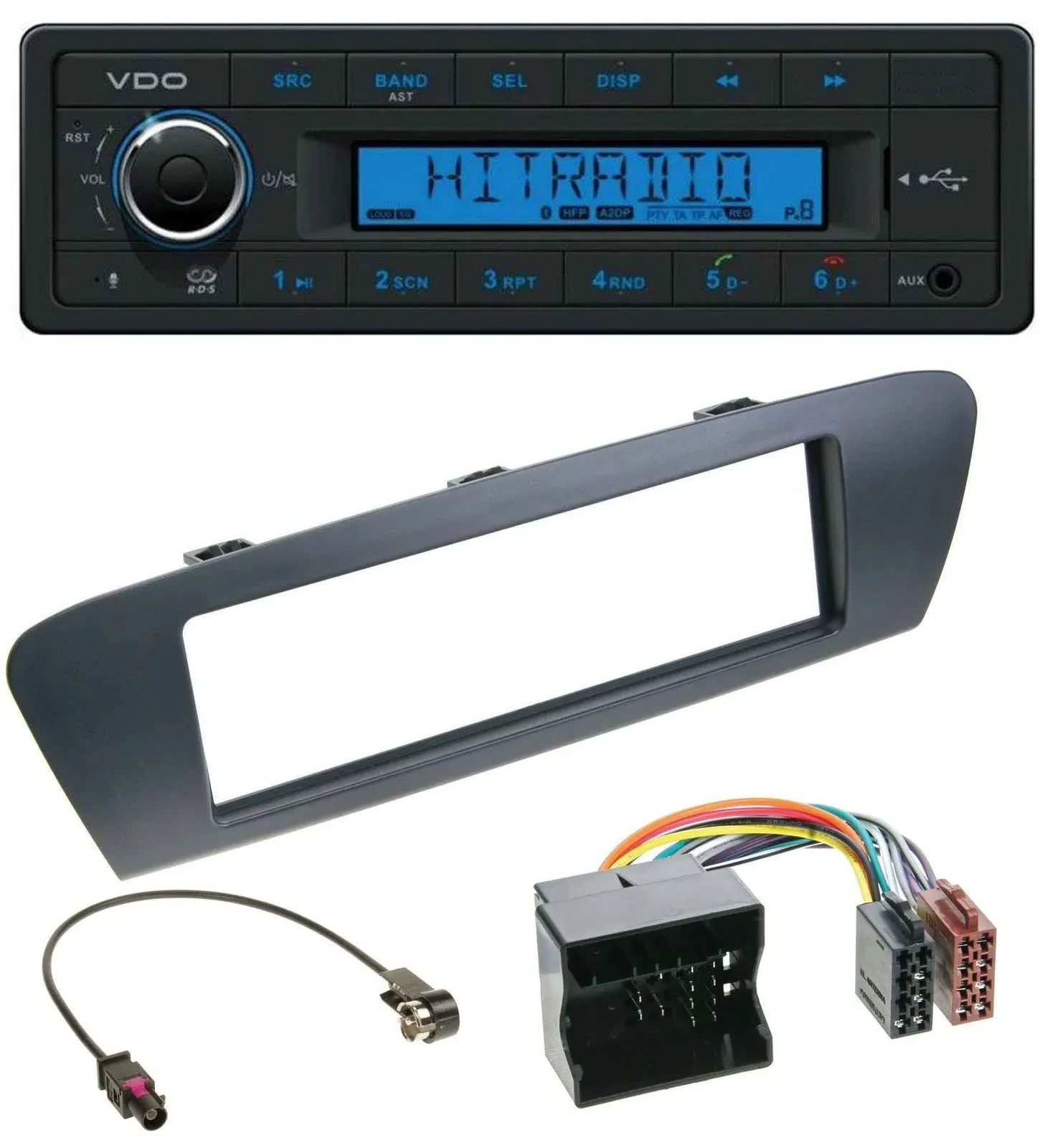 VDO AUX Bluetooth USB MP3 Autoradio für Renault Scenic (ab 12) - grau
