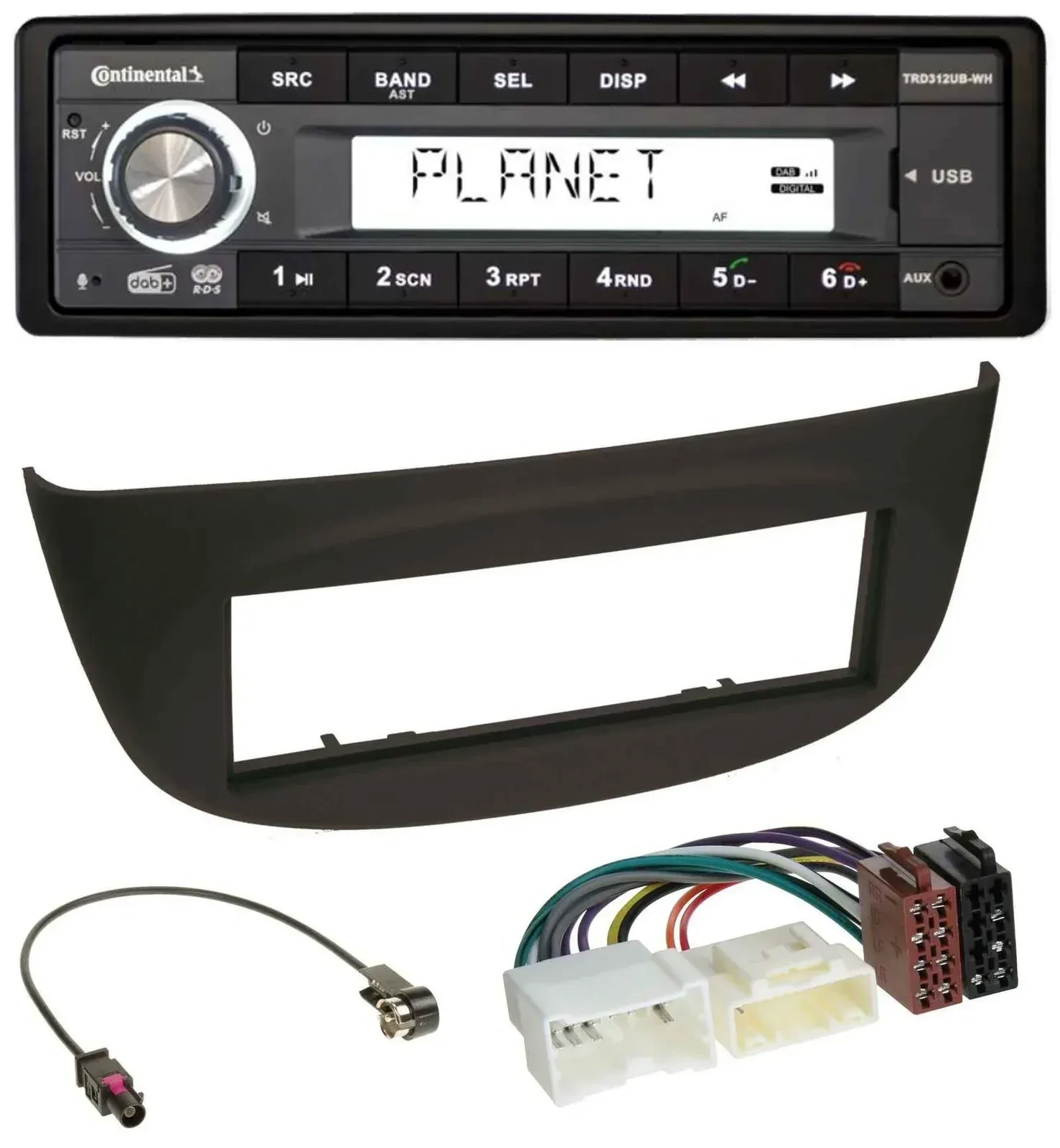 Continental USB 1DIN AUX DAB MP3 Autoradio für Renault Twingo ab 2012 schwarz