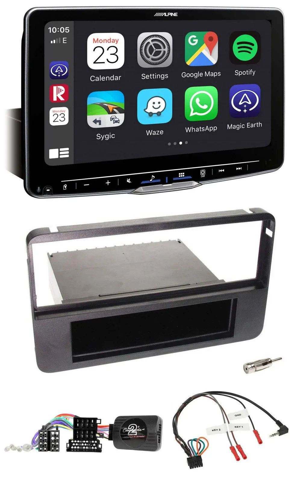 Автомагнитола Alpine Bluetooth USB DAB совместима с Alfa Romeo 159/Brera/Spider, поддержка управления с руля