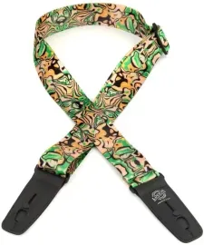 Henry Heller 2" Wide Polyplush Guitar Strap LOCK-IT LIS-2024-73 Psych Green
