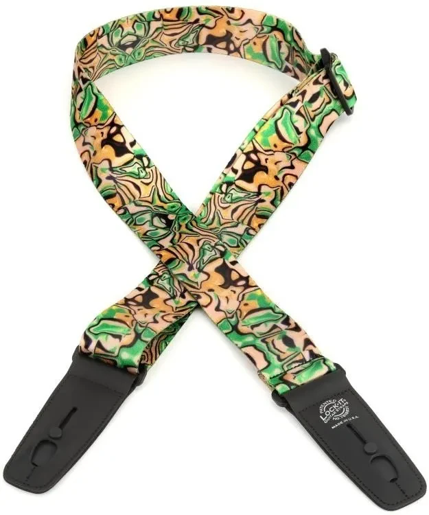 Henry Heller 2" Wide Polyplush Guitar Strap LOCK-IT LIS-2024-73 Psych Green