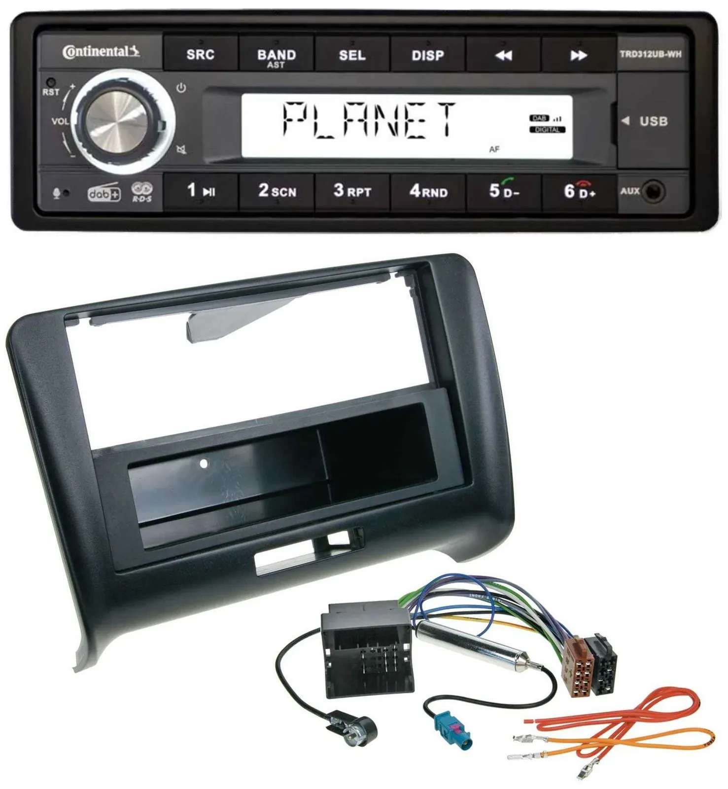 Continental USB 1DIN AUX DAB MP3 Autoradio für Audi TT (2006-2014) - Quadlock