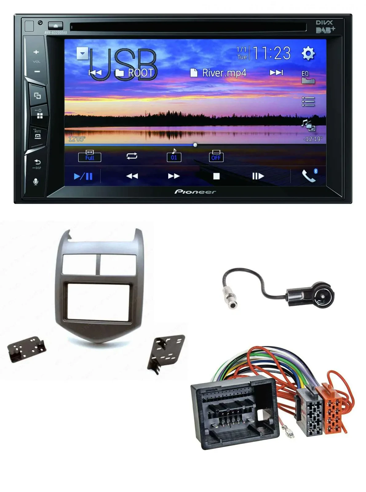 Pioneer Bluetooth 2DIN USB DVD DAB MP3 Autoradio für Chevrolet Aveo Sonic ab 201