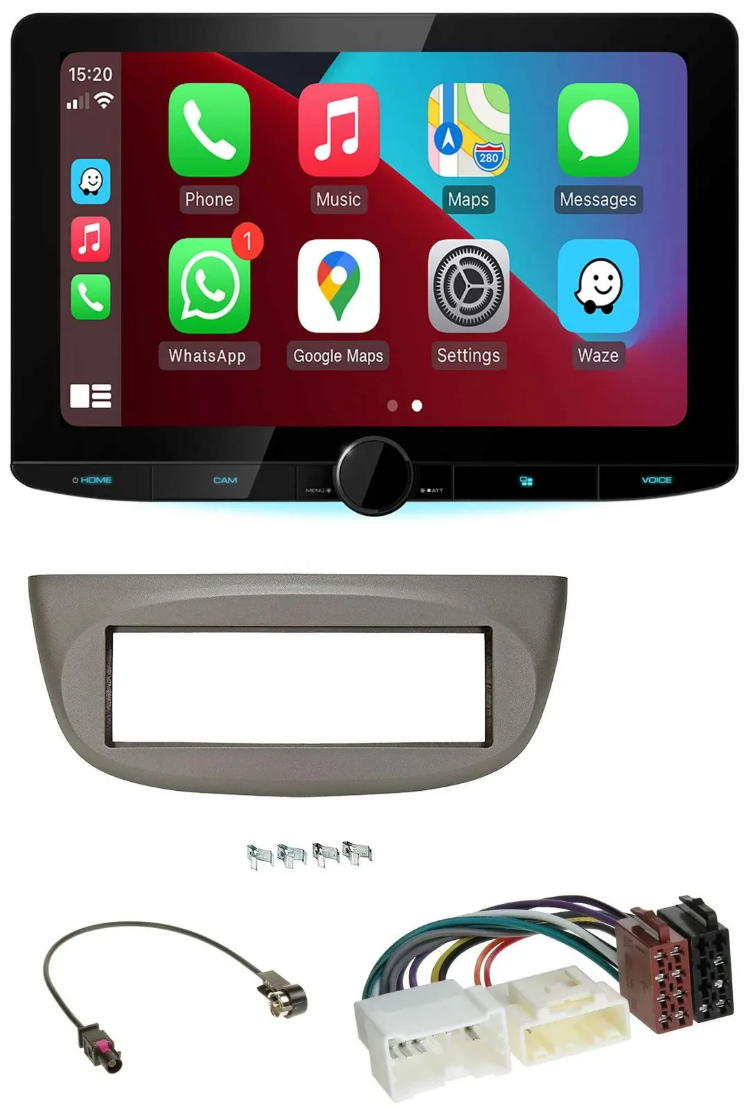 Kenwood MP3 USB DAB Bluetooth Autoradio für Renault Twingo ab 2012 beige-grau