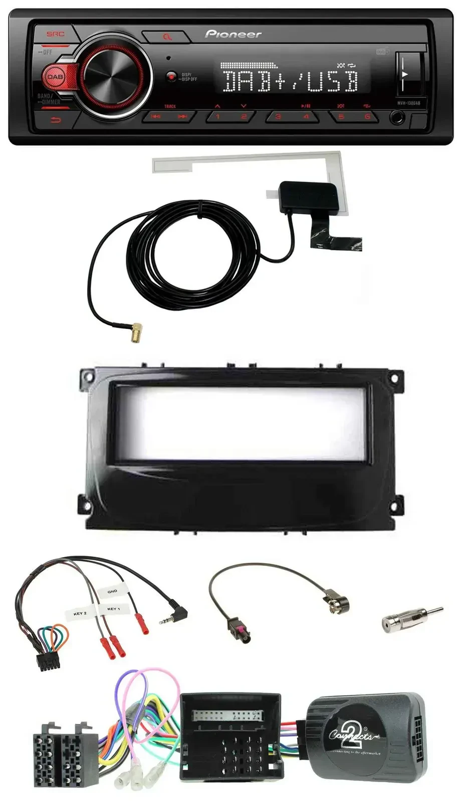 Автомагнитола Pioneer 1DIN MP3 DAB USB для Ford Mondeo/S-Max (2007–2014), CAN-Bus, поддержка кнопок на руле