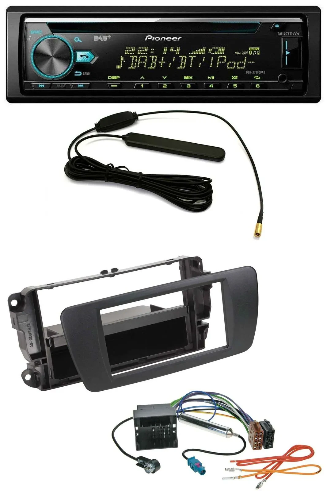 Pioneer CD MP3 AUX DAB USB Autoradio für Seat Ibiza 6J ab 08 nitschwarz AN1