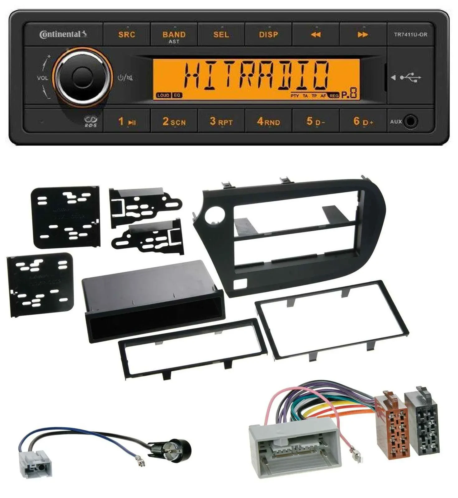 Continental 1DIN USB AUX MP3 Autoradio für Honda Insight (ZE2, 2009-2013)