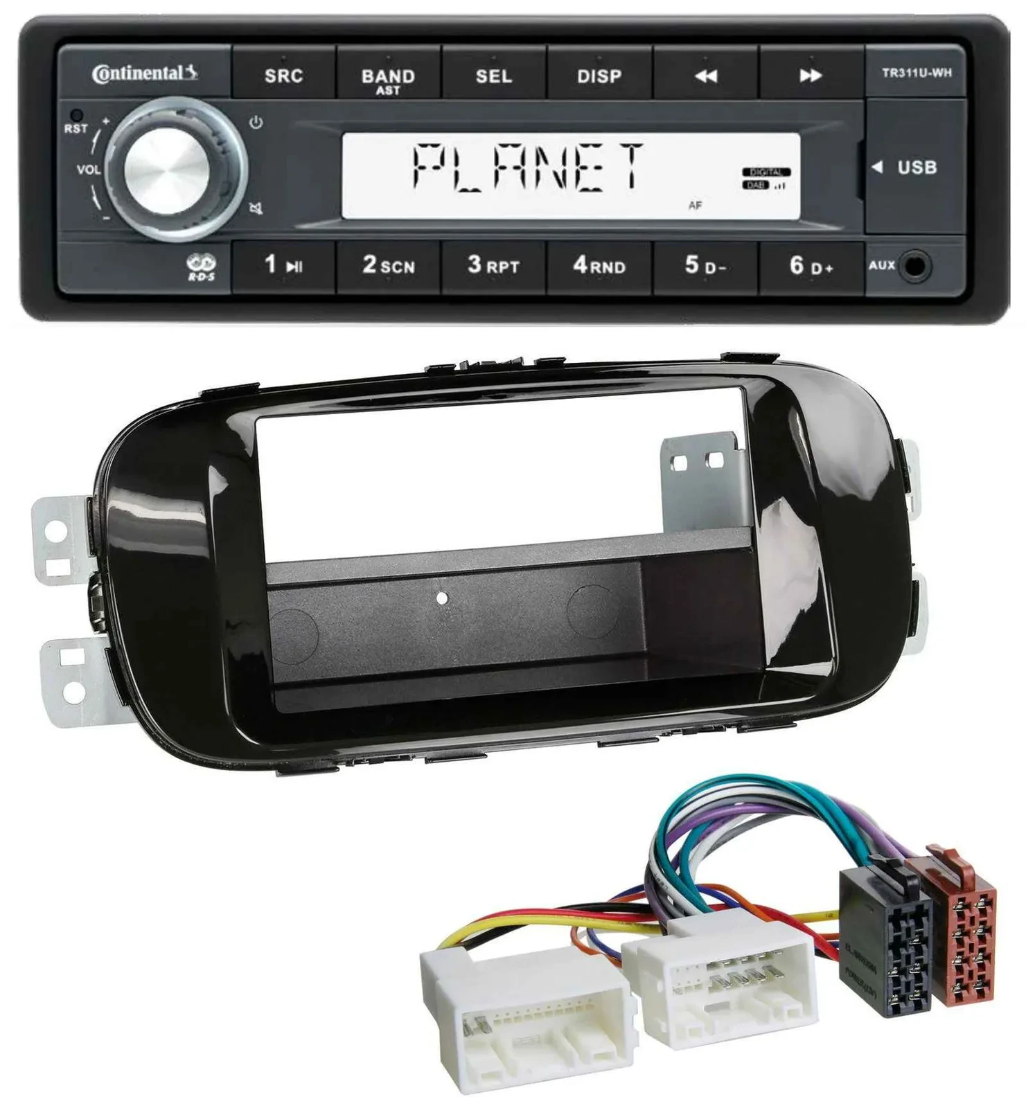Continental USB MP3 AUX 1DIN Autoradio für Kia Soul PS ab 14 piano-schwarz