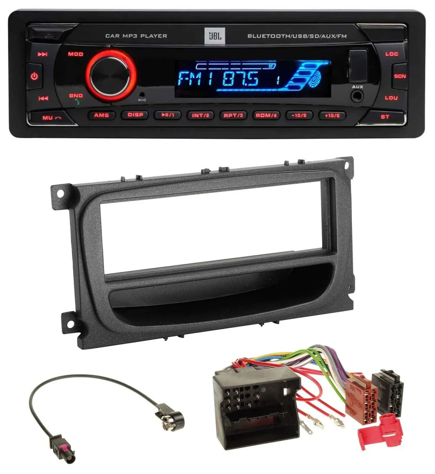 JBL AUX MP3 USB Bluetooth SD Autoradio für Ford Mondeo S-Max 07-14 Ablagefach sc