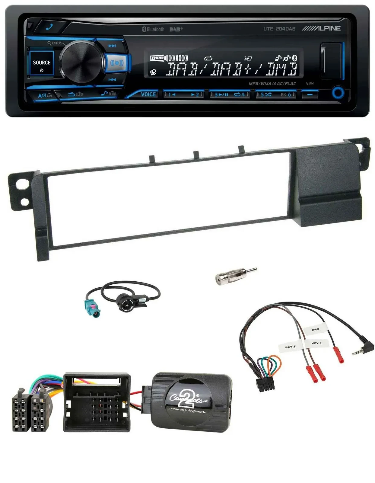 Alpine USB Bluetooth DAB Lenkrad Autoradio für BMW 3er E46 2001-2007 Quadlock