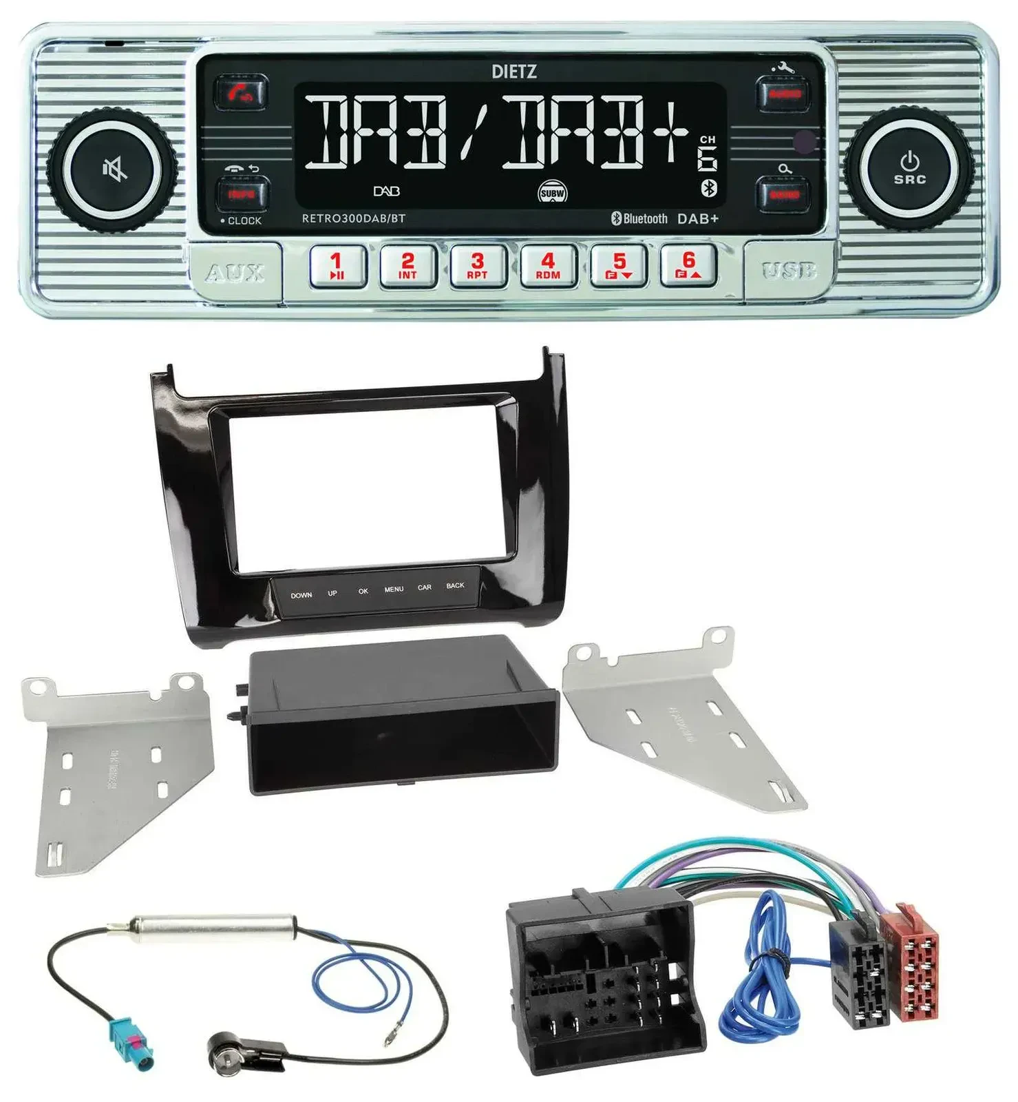 Dietz Bluetooth MP3 DAB USB Autoradio für VW Polo (ab 14) - piano-schwarz