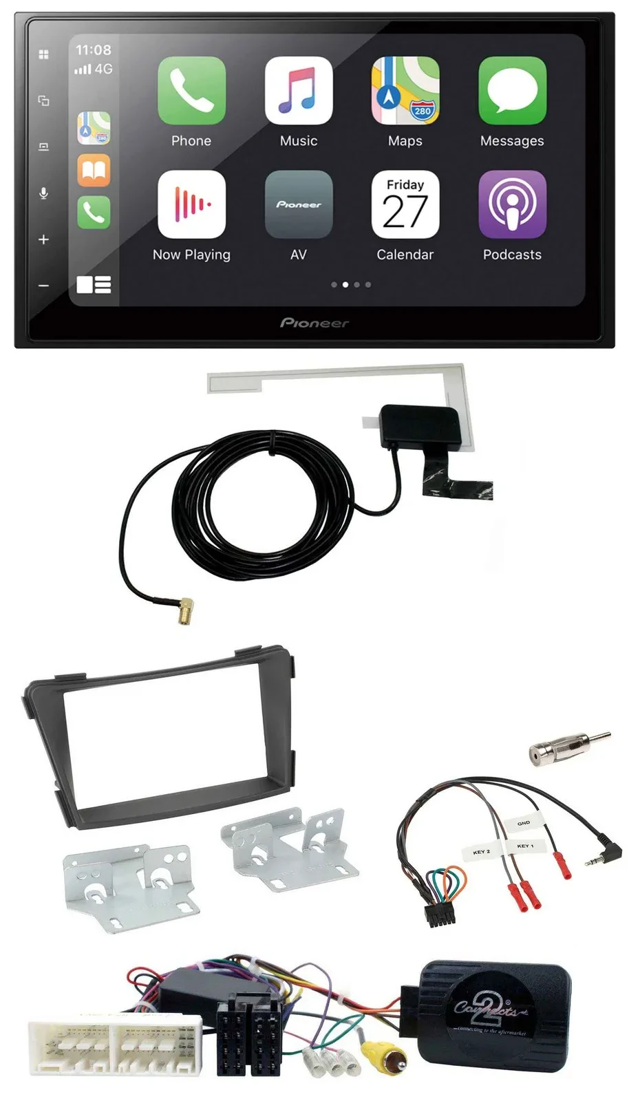 Автомагнитола Pioneer 2-DIN USB Bluetooth DAB для Hyundai i40 (VF, с 2016), черная, поддержка управления с руля