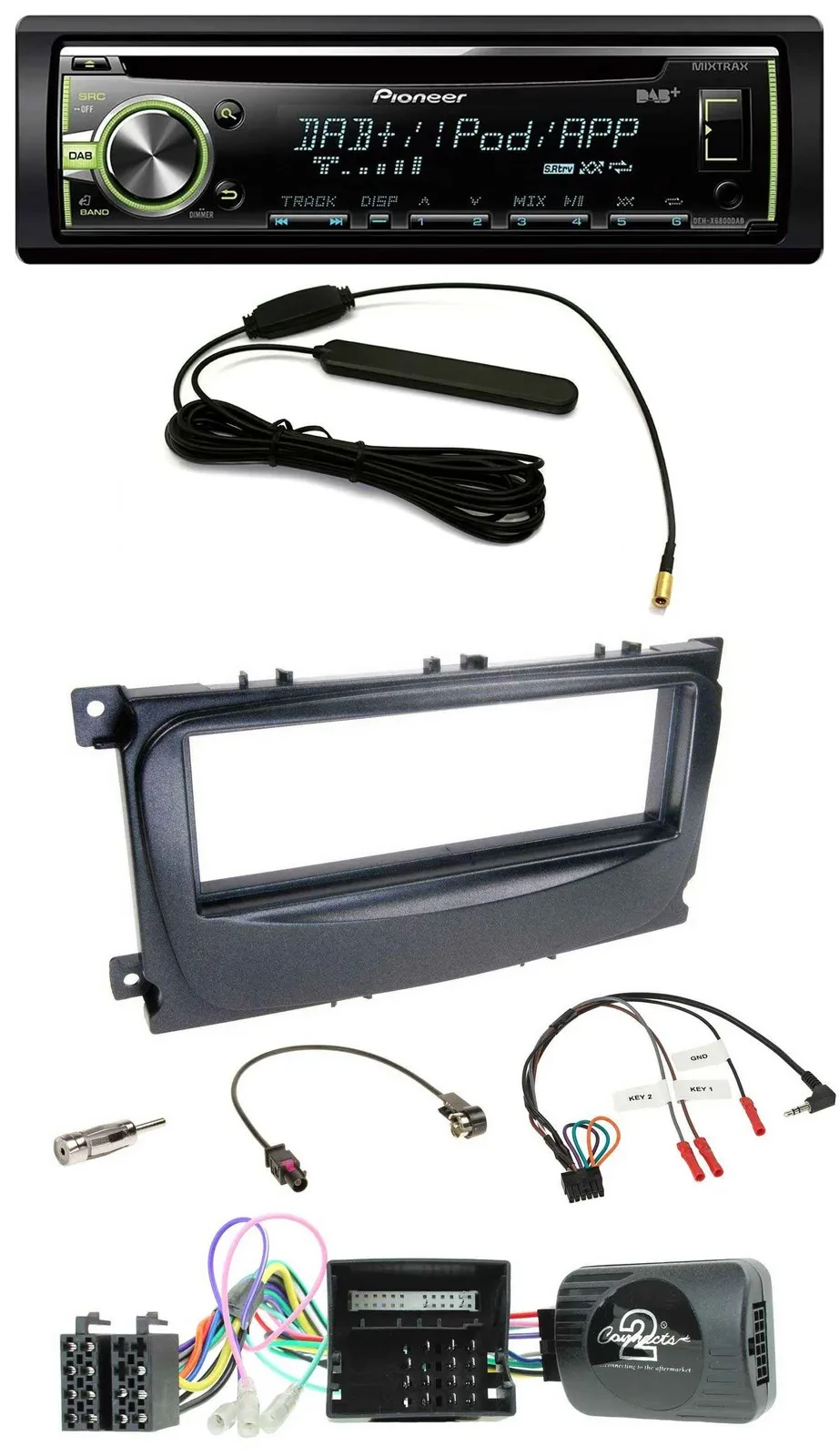 Pioneer MP3 USB CD DAB Lenkrad Autoradio für Ford C-Max Can 07-10 Focus schwarz