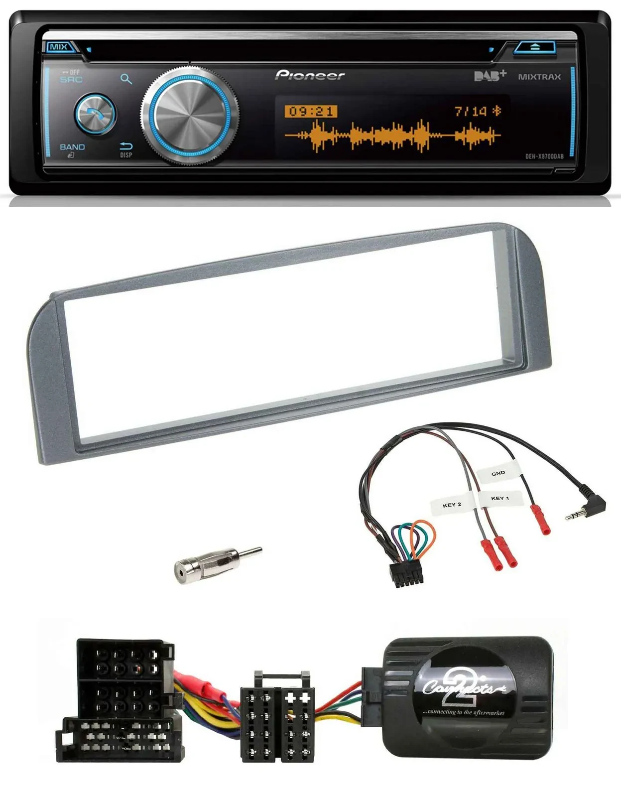 Pioneer Lenkrad DAB USB CD Bluetooth Autoradio für Alfa 147 GT anthrazit