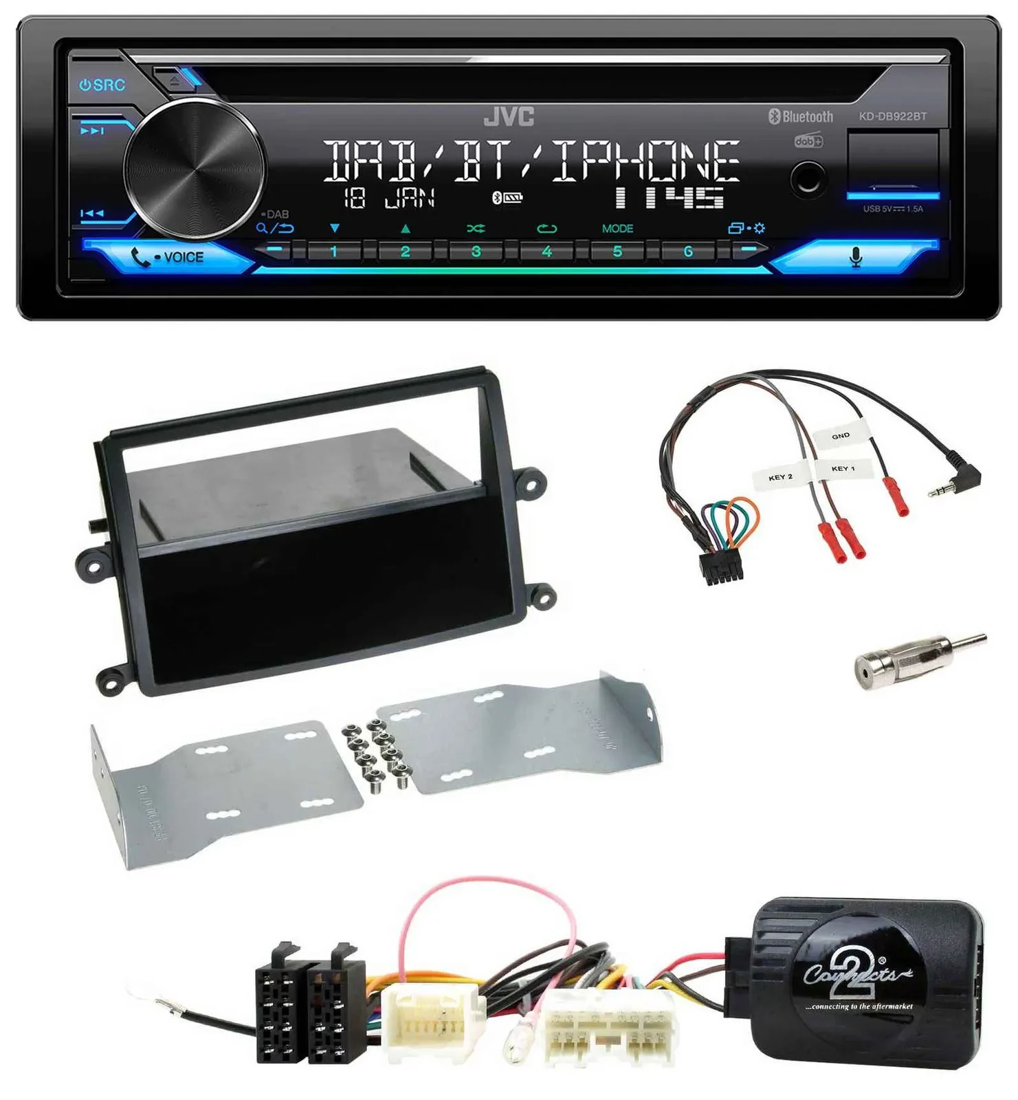 JVC Bluetooth Lenkrad USB DAB CD Autoradio für Mitsubishi L200 2006-2015