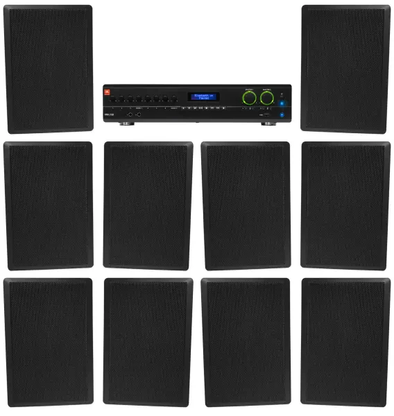 Настенная акустика JBL Rock Slim 70B Black с усилителем (10 штук)