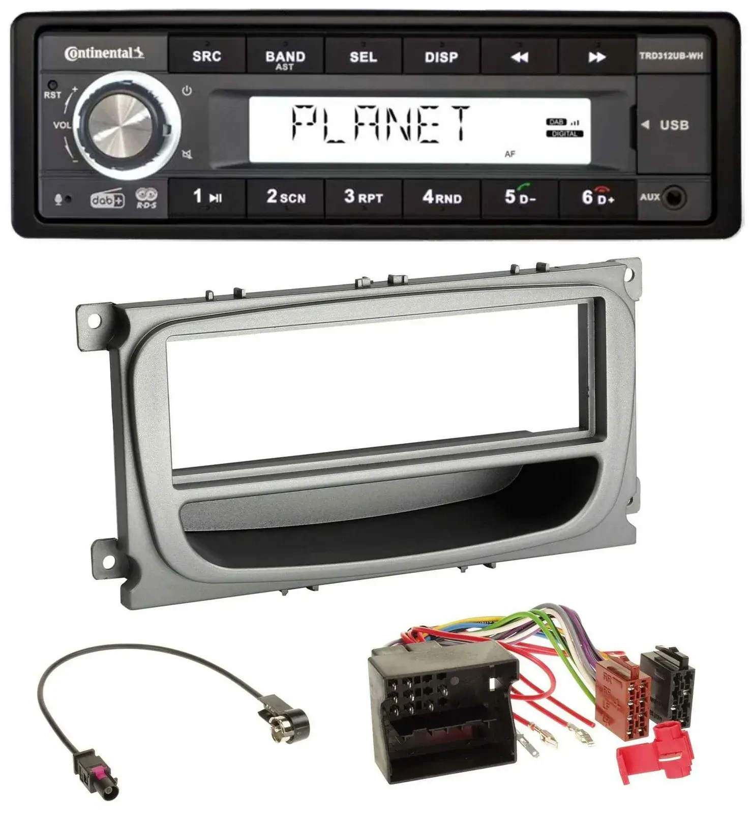 Continental USB 1DIN AUX DAB MP3 Autoradio für Ford Focus Galaxy C-Max ab 2007 s