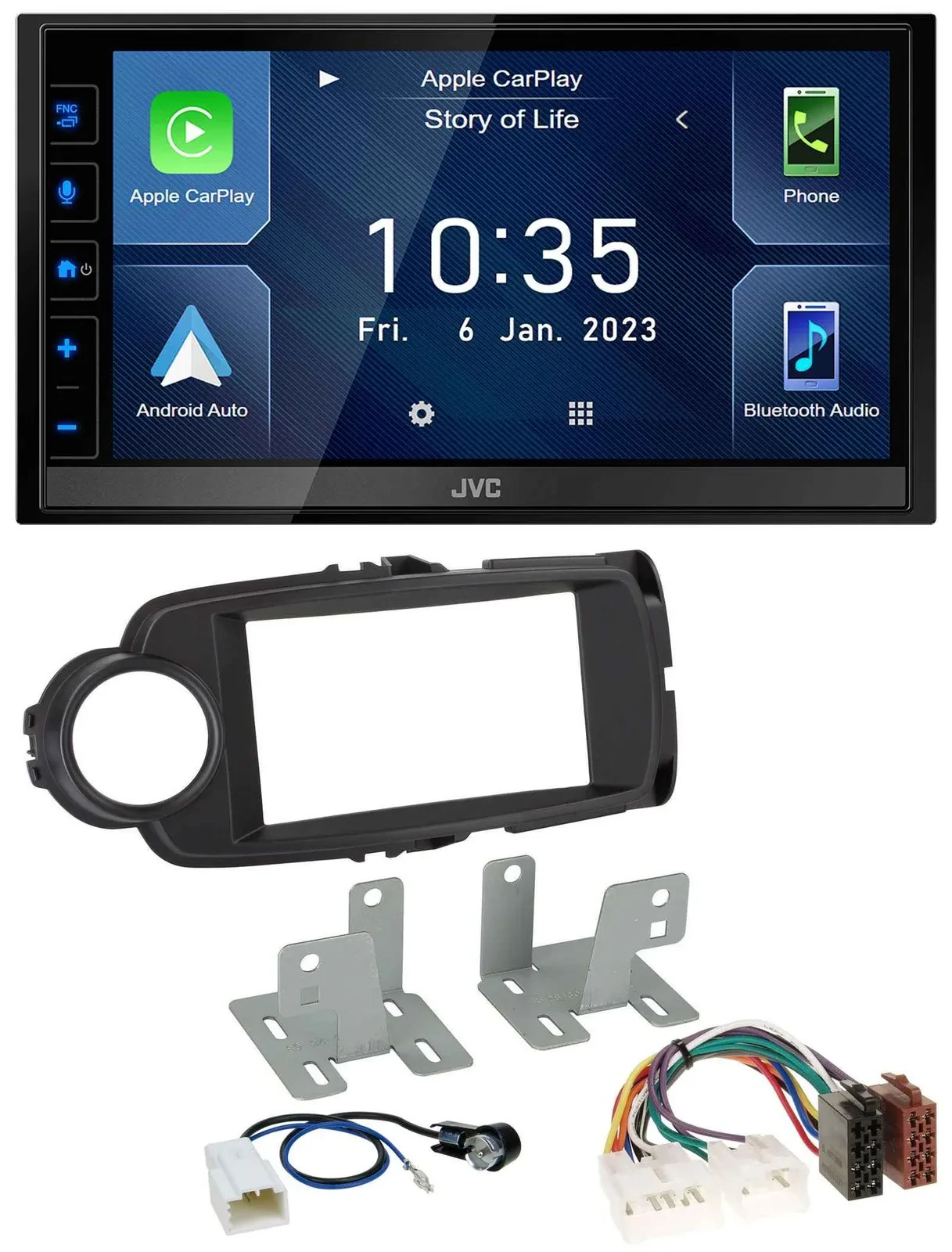 JVC DAB Bluetooth MP3 USB 2DIN Autoradio für Toyota Yaris 11-20 schwarz