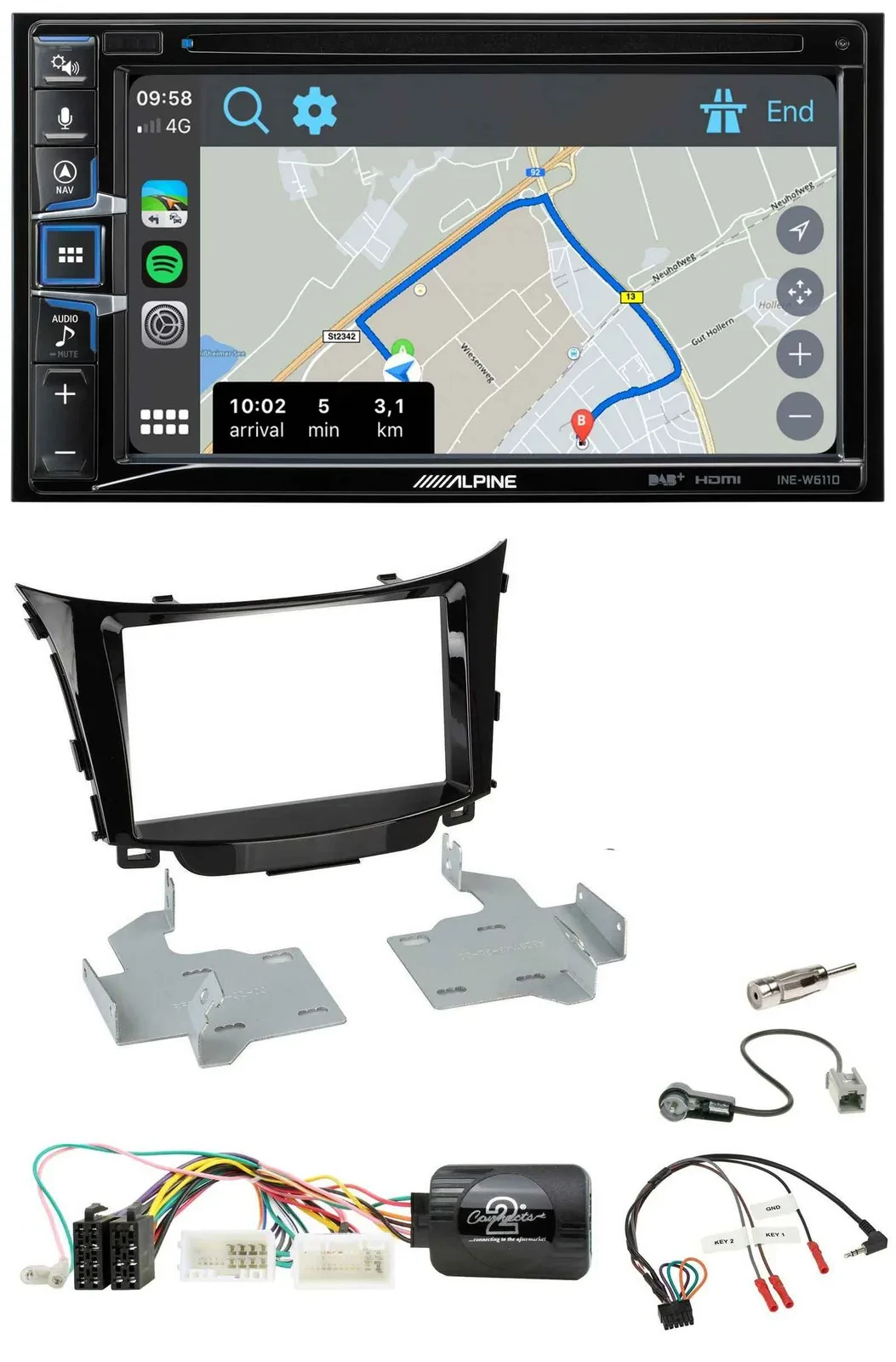 Alpine DAB TMC Bluetooth 2DIN USB Lenkrad Navigation für Hyundai i30 2012-2017