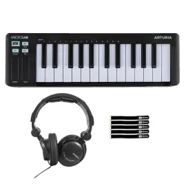 Arturia MicroLab mk3 Black MIDI Recording Controller w Headphones Pack