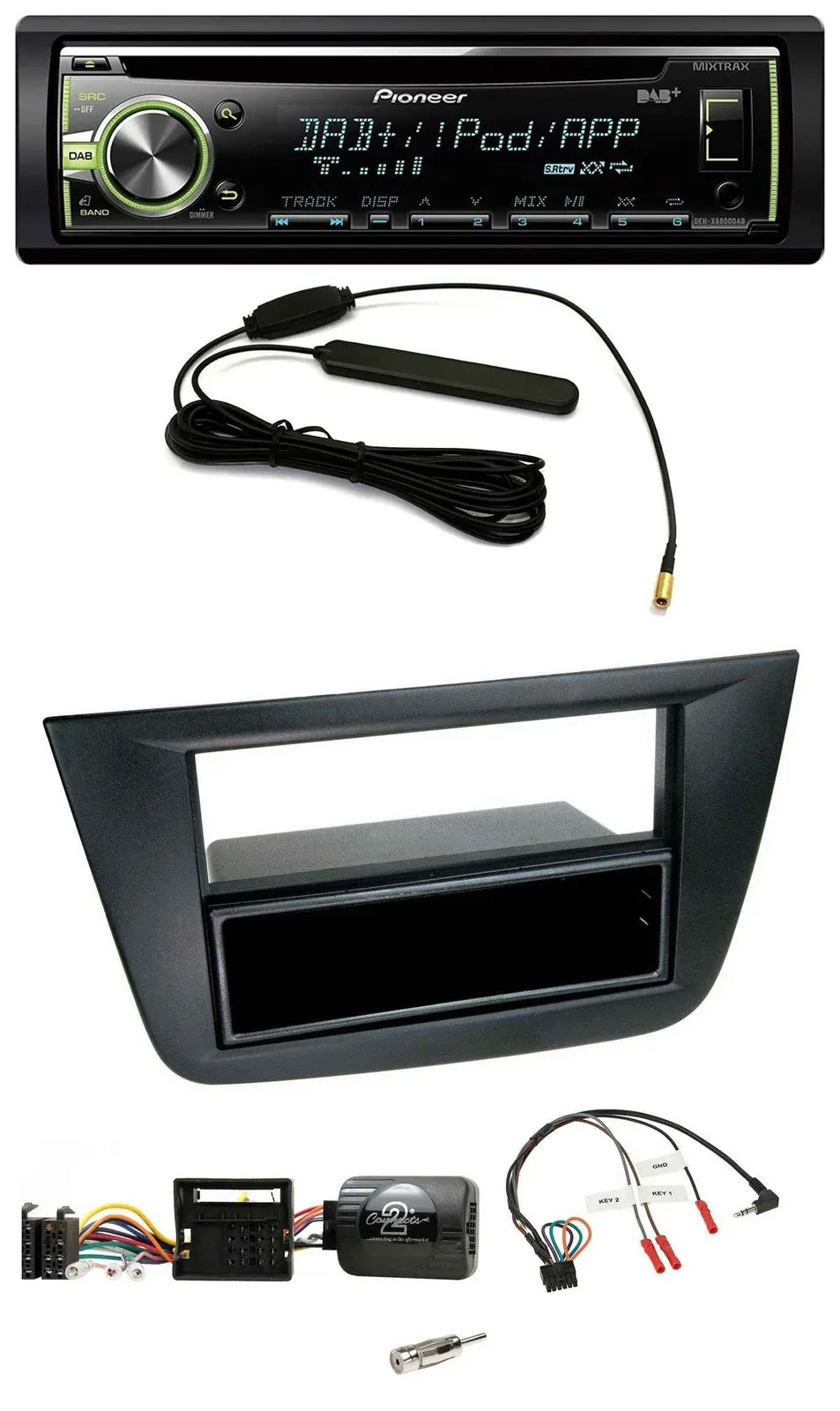 Pioneer MP3 USB CD DAB Lenkrad Autoradio für Seat Altea Toledo 2004-2009 schwarz