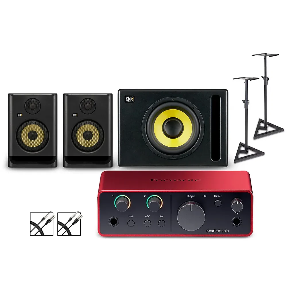 Focusrite Solo Gen4 with KRK ROKIT G5 Monitors/Subwoofer/Stands/Cables ROKIT 5