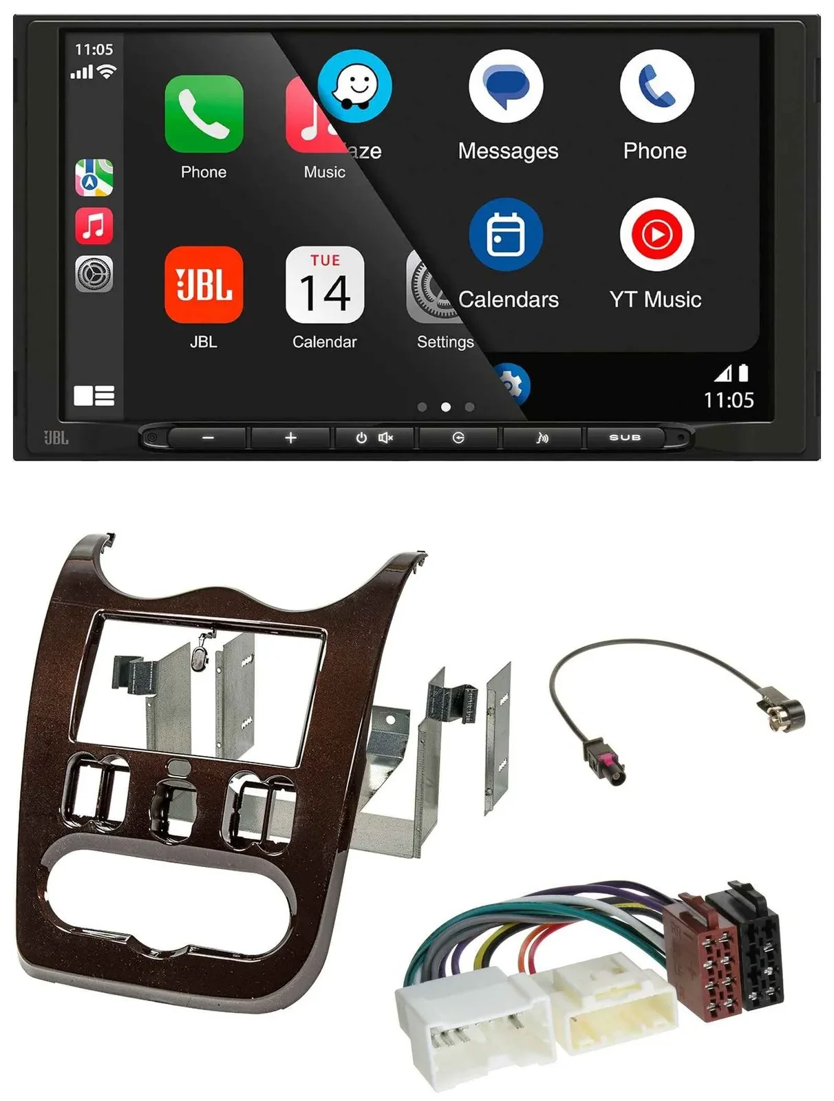 JBL USB 2DIN MP3 Bluetooth AUX Autoradio für Dacia Logan Duster Sandero ab 11 du