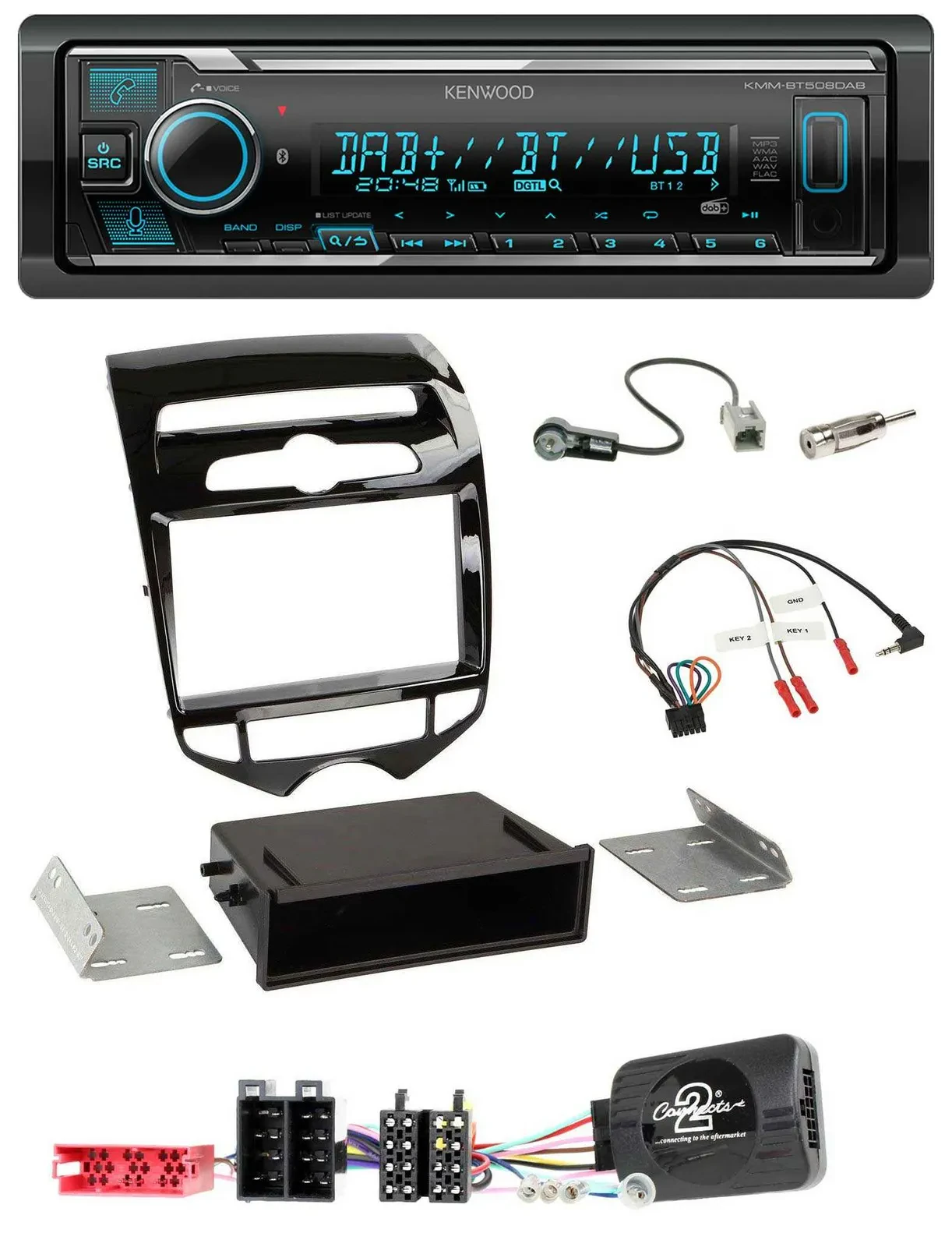 Kenwood Bluetooth Lenkrad DAB USB Autoradio für Hyundai ix20 ab 2010 autom. Klim