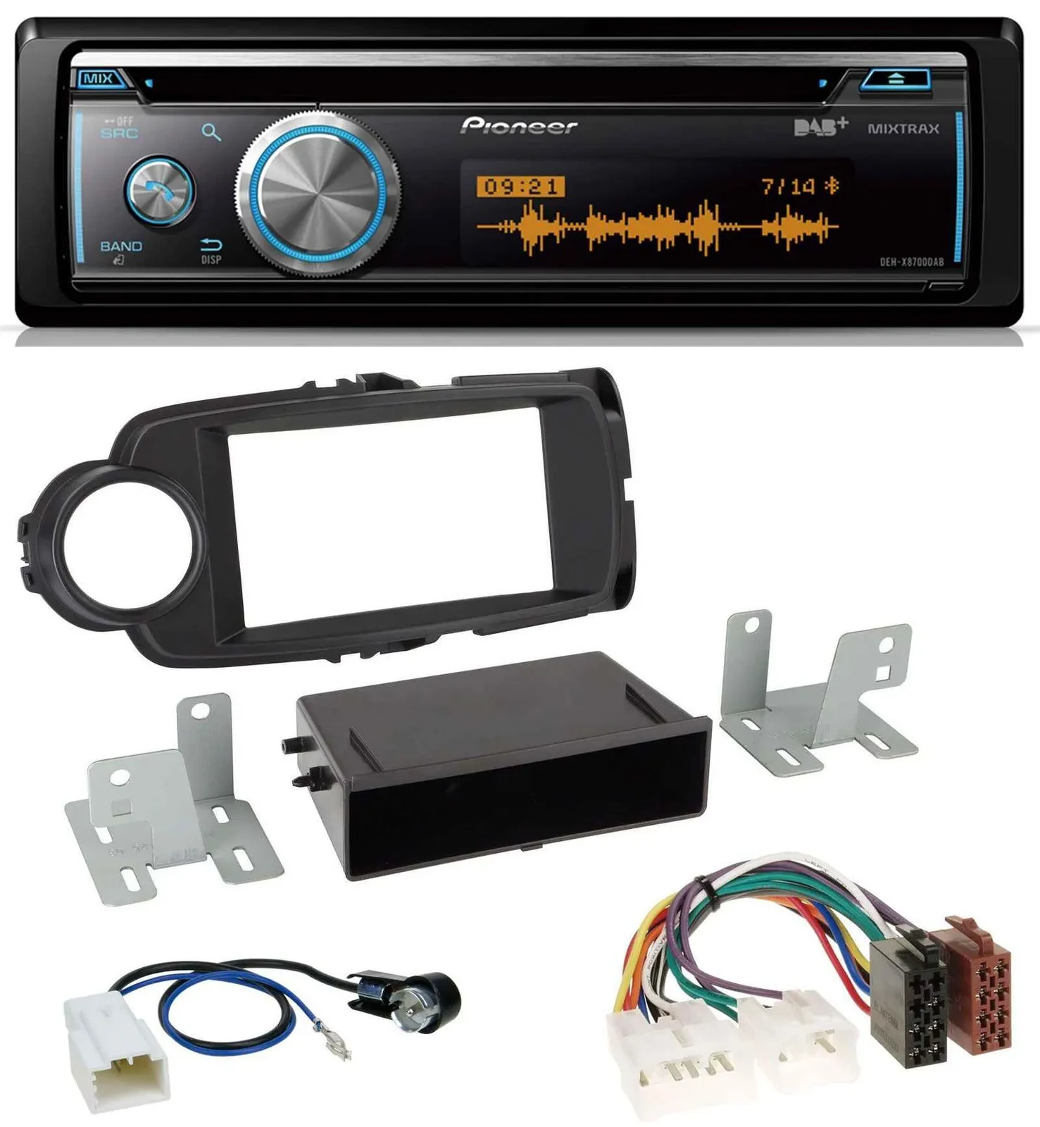 Автомагнитола Pioneer MP3 DAB USB CD Bluetooth для Toyota Yaris (2011–2014) черная