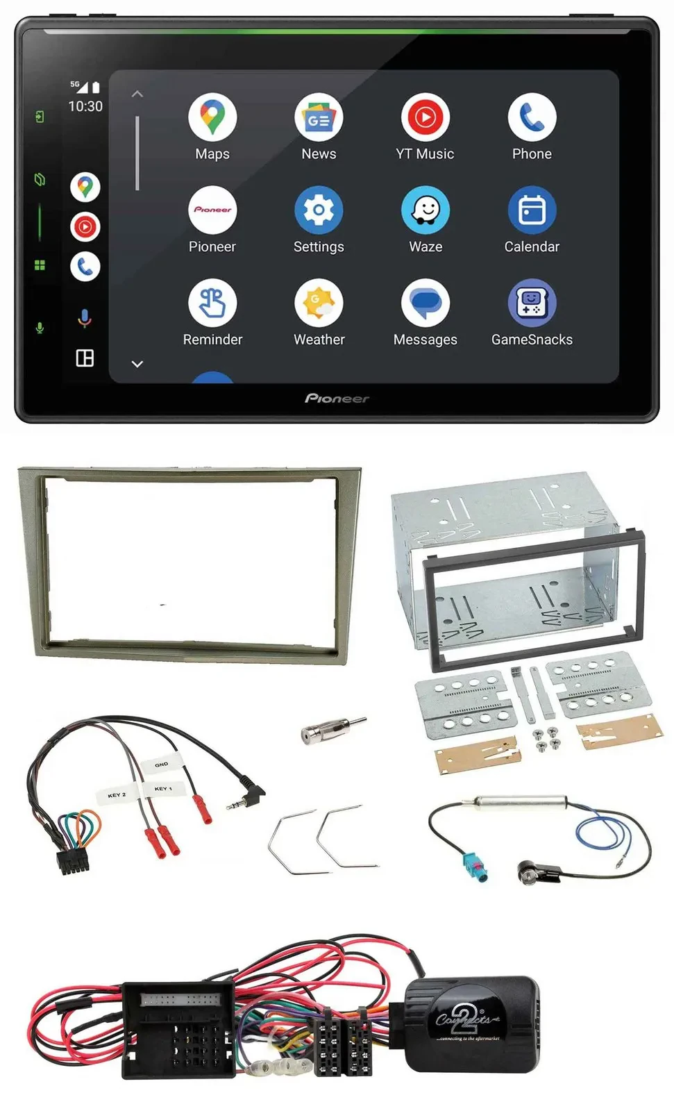 Pioneer 2DIN Lenkrad USB Bluetooth DAB Autoradio für Opel Corsa D satin-stone 09