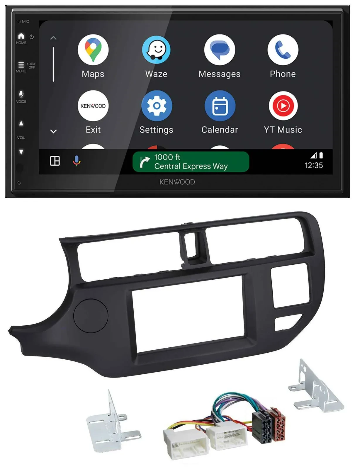 Автомагнитола Kenwood 2 DIN DAB, Bluetooth, USB, MP3 для Kia Rio 2011–2014, черный