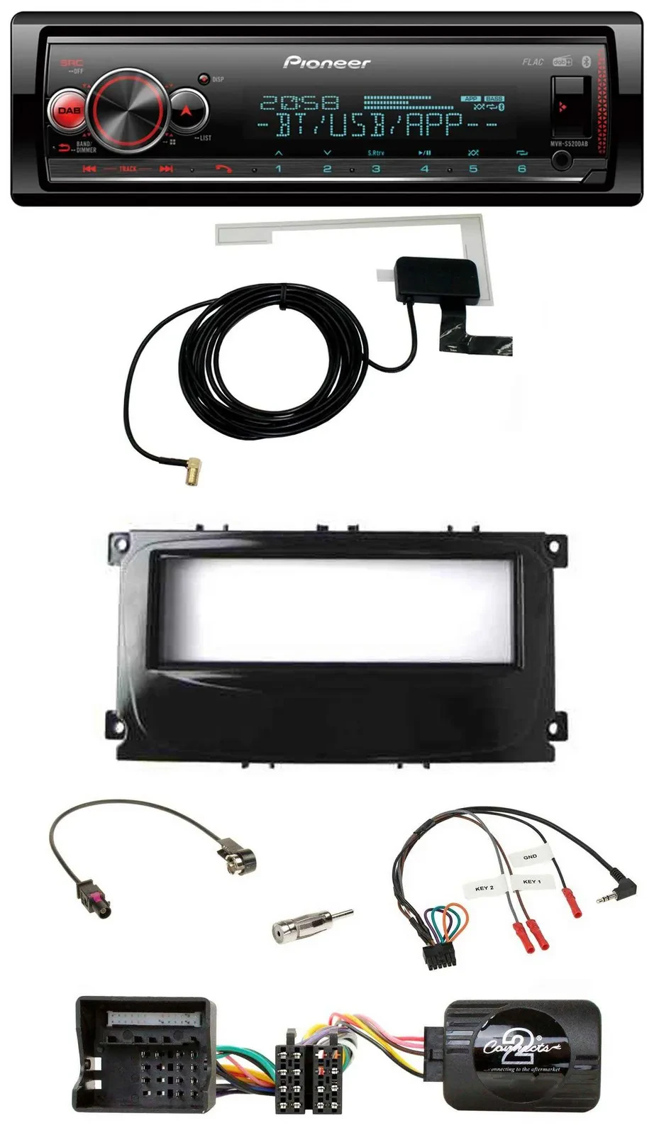 Pioneer Bluetooth DAB USB Lenkrad Autoradio für Ford Mondeo 2007-2014 S-Max pian