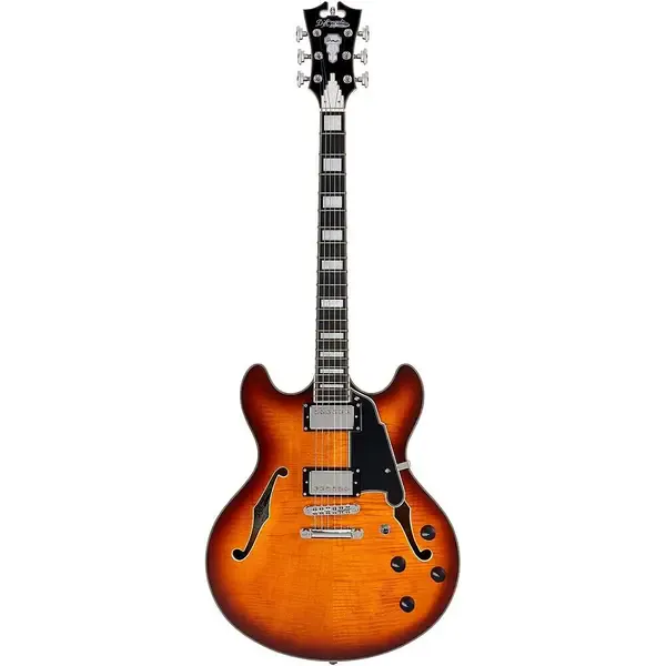 Электрогитара полуакустическая D'Angelico Premier DC Semi-Hollow Electric Guitar Dark Iced Tea Burst