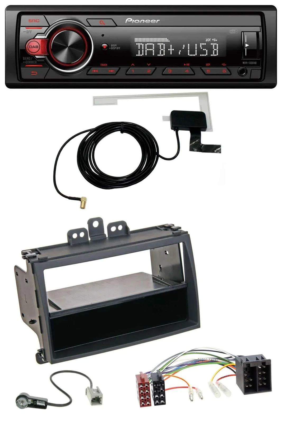 Автомагнитола для Hyundai i20 (2008–2011) Pioneer 1 DIN, MP3, DAB, USB, AUX с нишей Rubber-Touch